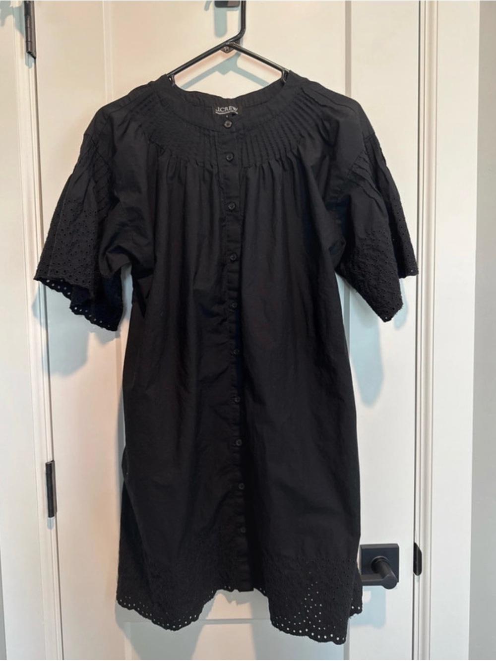 J. Crew Black Jolie Button-Front Eyelet Midi Dress